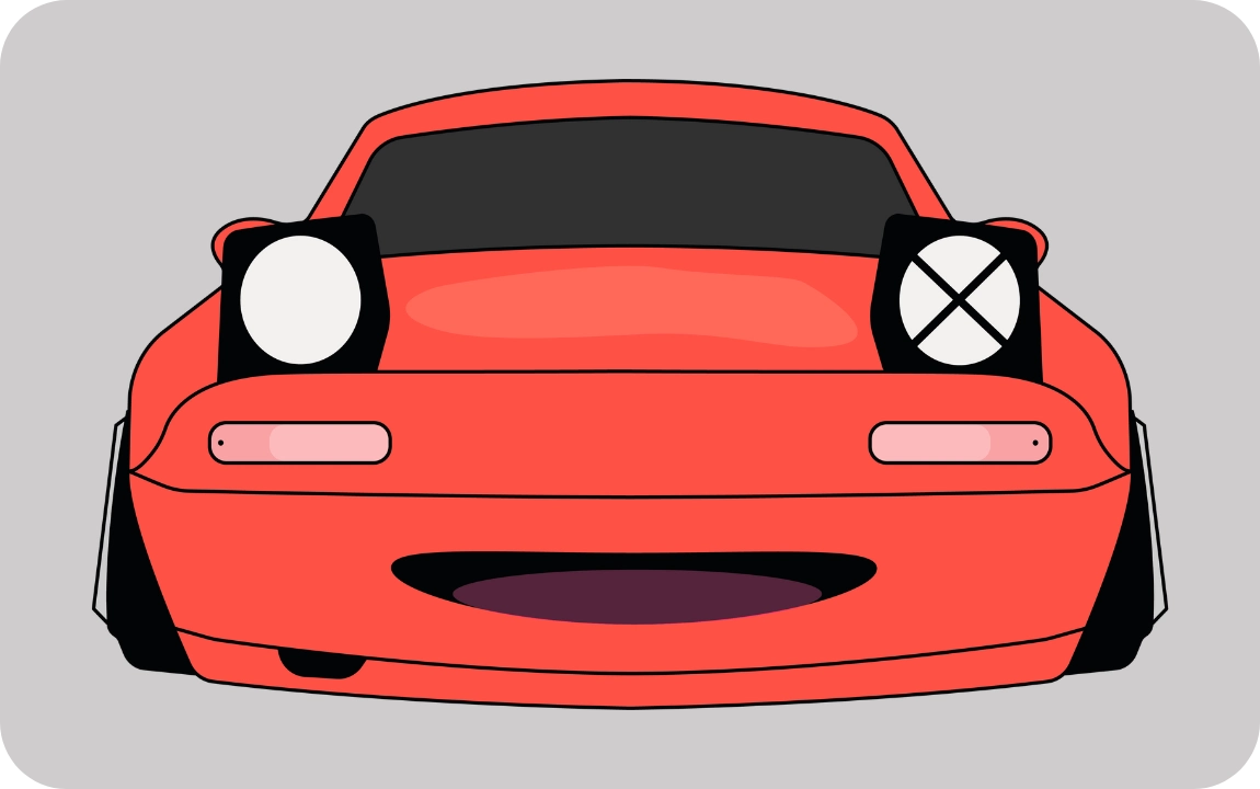 Atmo / Cartoonish red car with expressive face